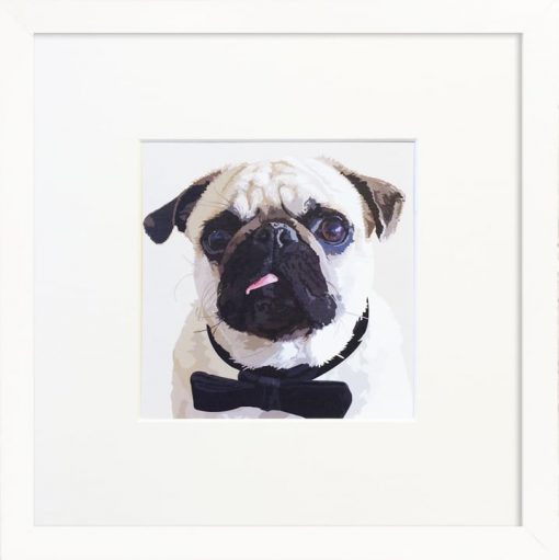Pug in a bow tie framed print