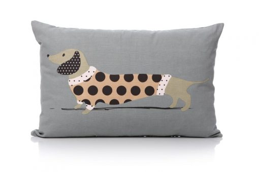 Lisa Buckridge Hot Dog cushion pink and grey