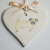 Dimbleby Ceramics ceramic heart Pug