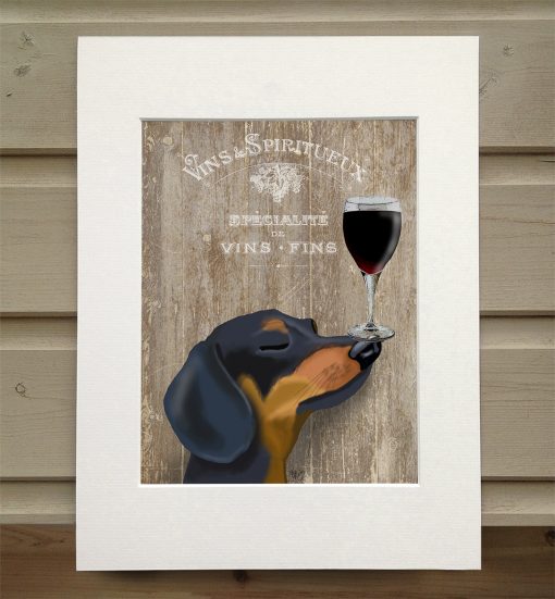 Fab Funky dog au vin Dachshund wine snob print