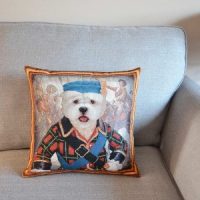 West Highland White Terrier Bonnie Prince Charlie tapestry cushion